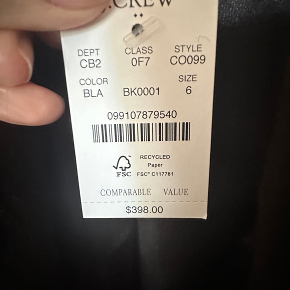 J. Crew Factory Black Trench Lady Day Coat with Faux Fur Collar - Picture 5 of 6